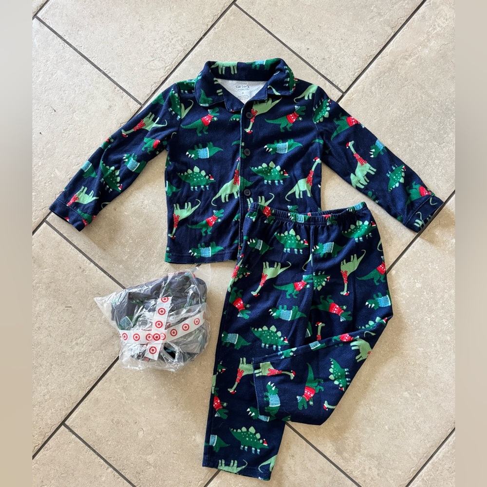 ❌DONATED❌Carter's Holiday Dinosaur Flannel Pajamas